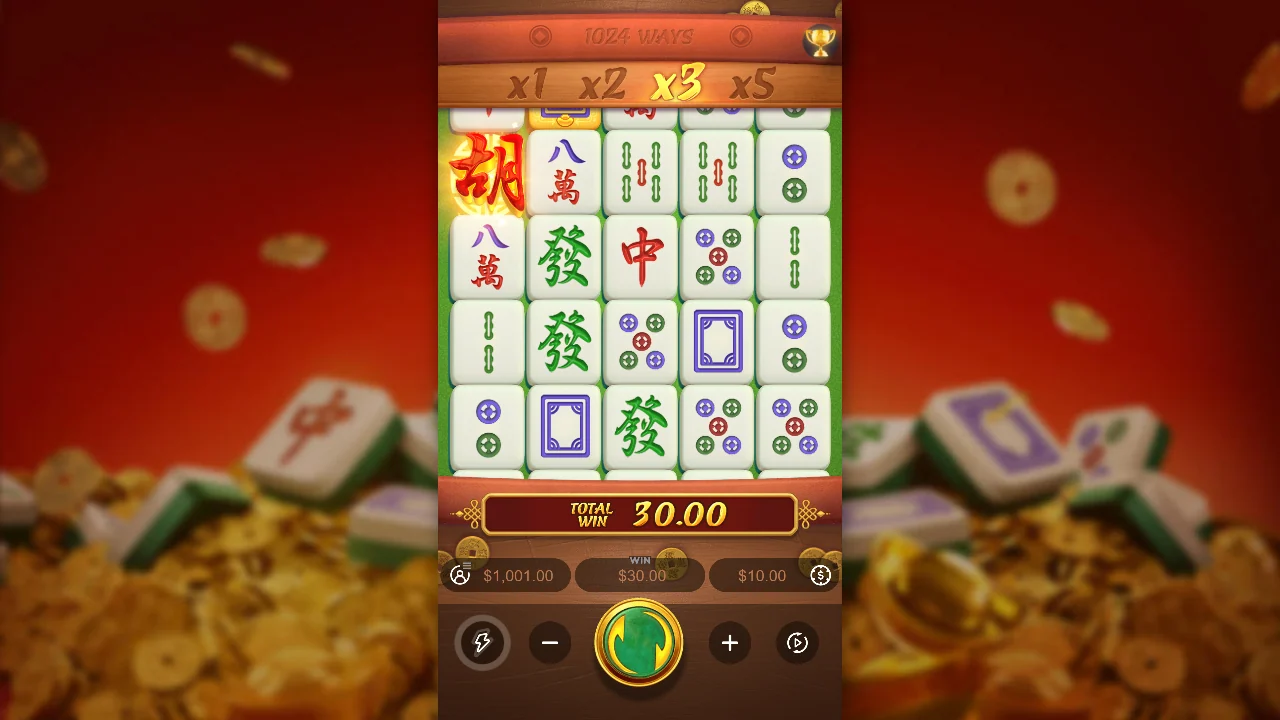 Gevinst på 30,00 i Mahjong Ways med stigen på x3