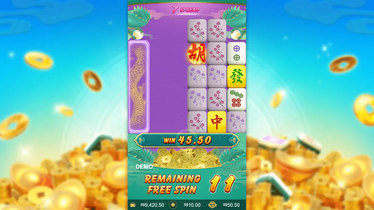 Frispinnrunden i Mahjong Ways 3 med elleve spinn igjen
