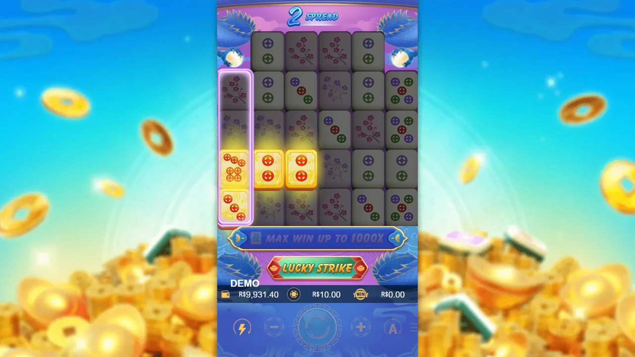 Vinnende kombinasjon markert på brettet i Mahjong Ways 3