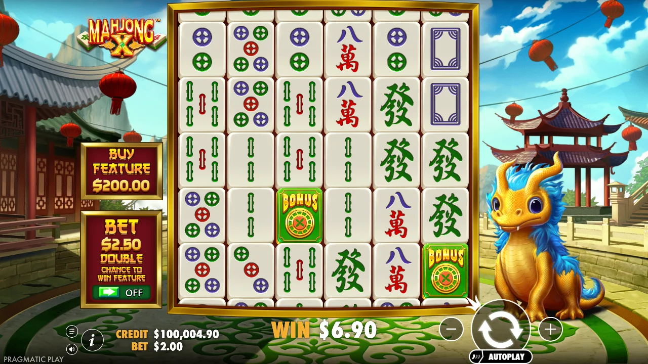 Gevinst på 6,90 i Mahjong X