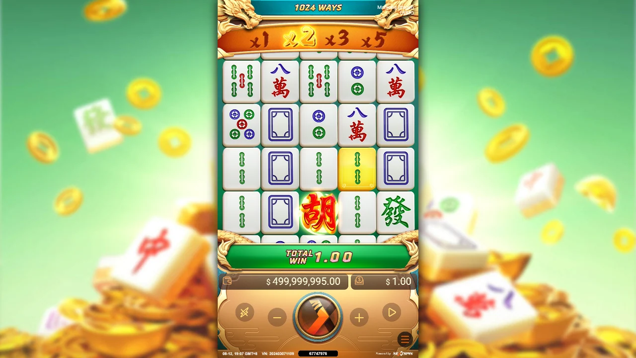Grunnspillet i Mahjong Dragon med 1024 vinnermåter