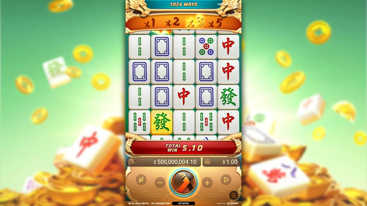 Samlet gevinst på 5,10 i Mahjong Dragon