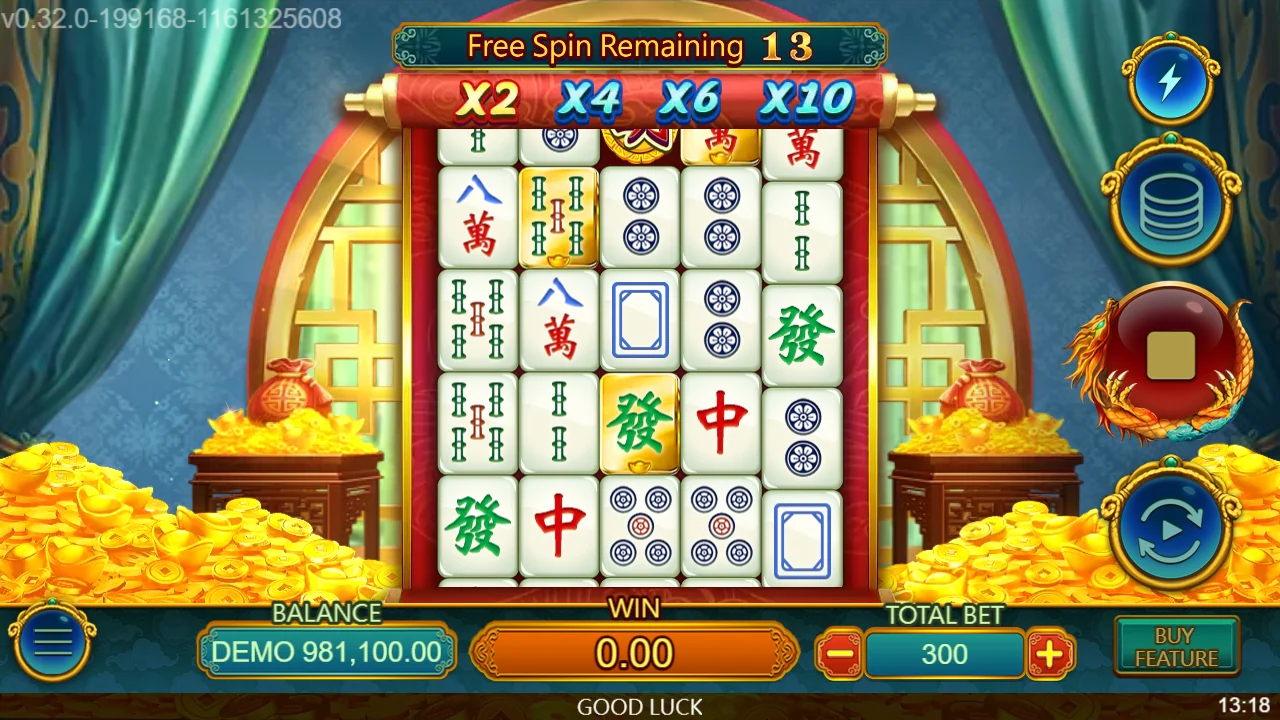 Frispillrunden i gang i Mahjong Win med 13 runder igjen