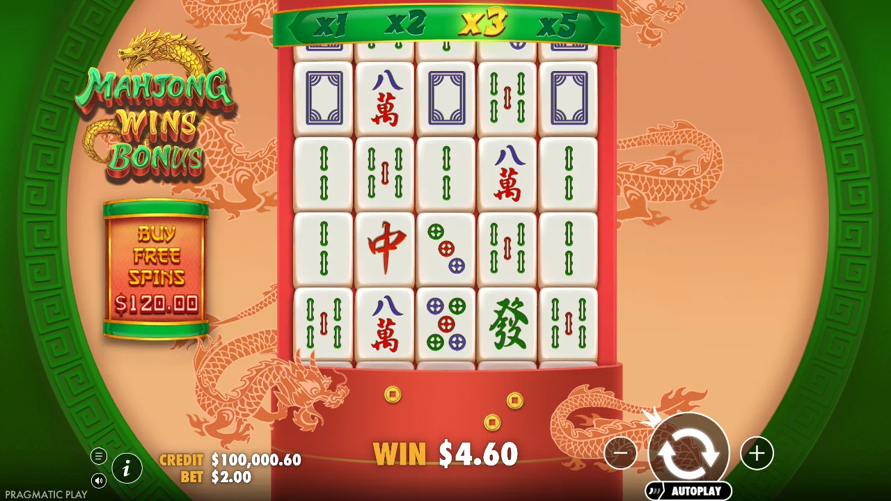 Gevinst på 4,60 i Mahjong Wins Bonus
