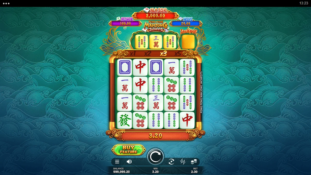 Gevinst på 3,20 i Pong Pong Mahjong Jackpots