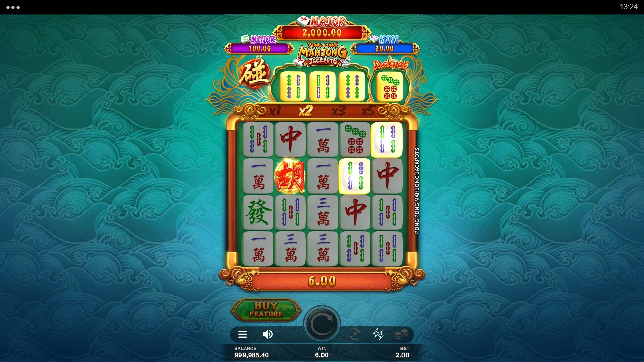 Gevinst på 6,00 i Pong Pong Mahjong Jackpots