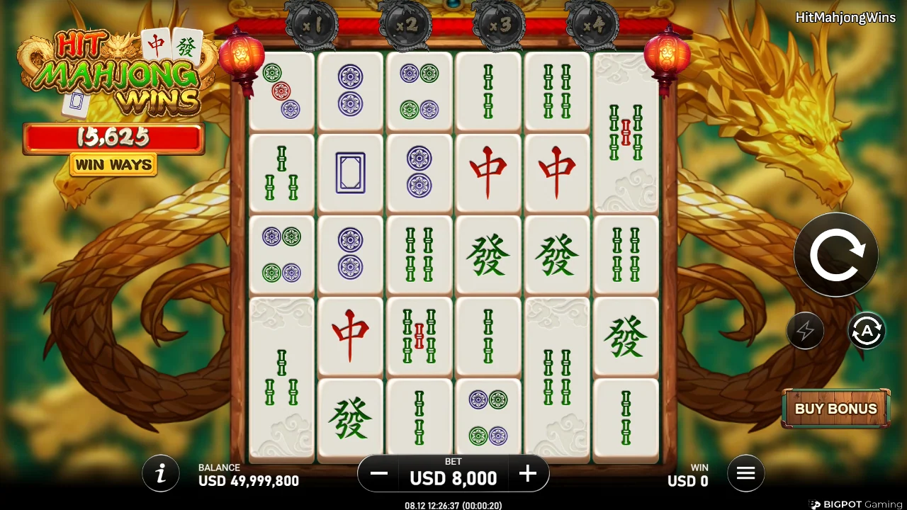 Grunnspillet i Hit Mahjong Wins med 15 625 vinnermåter