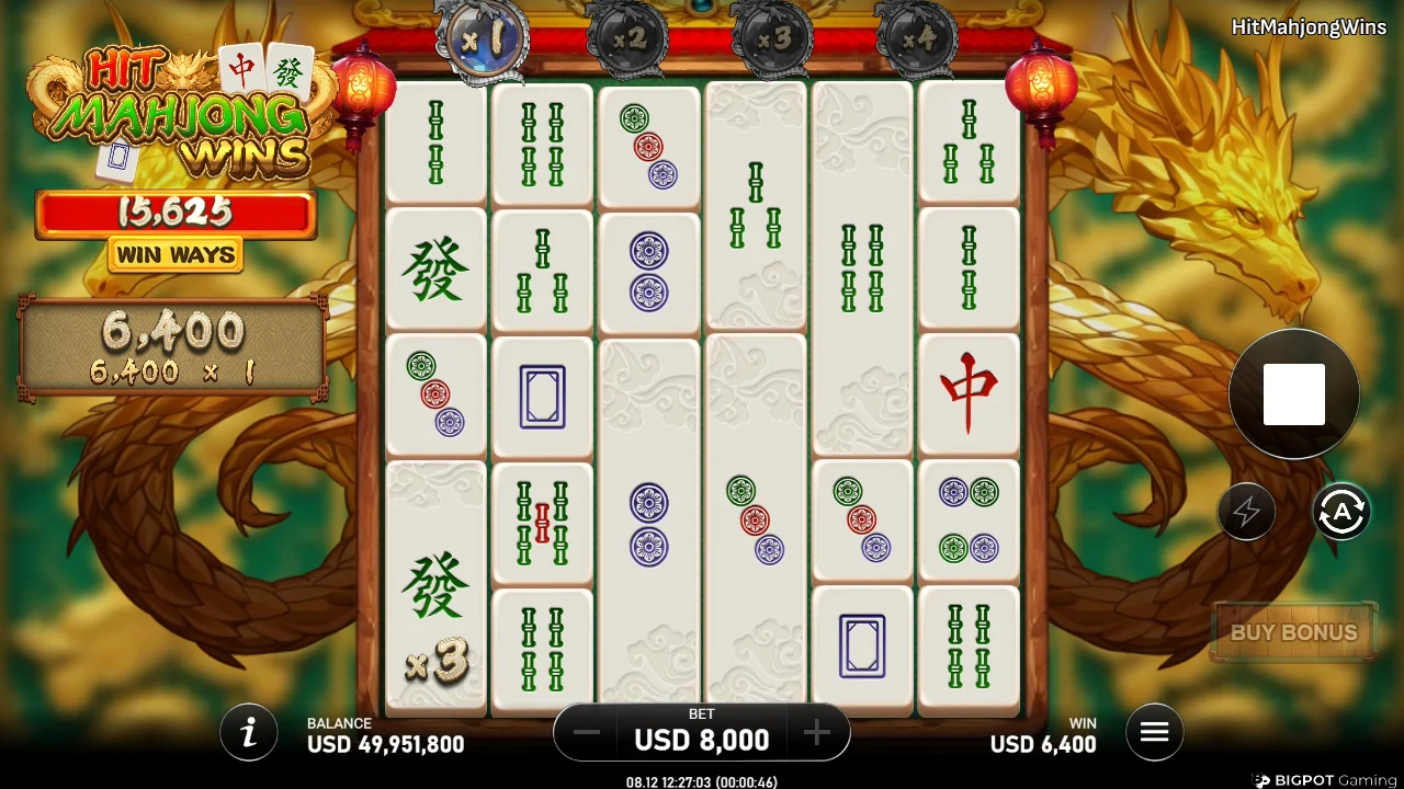 Gevinst på 6 400 i Hit Mahjong Wins