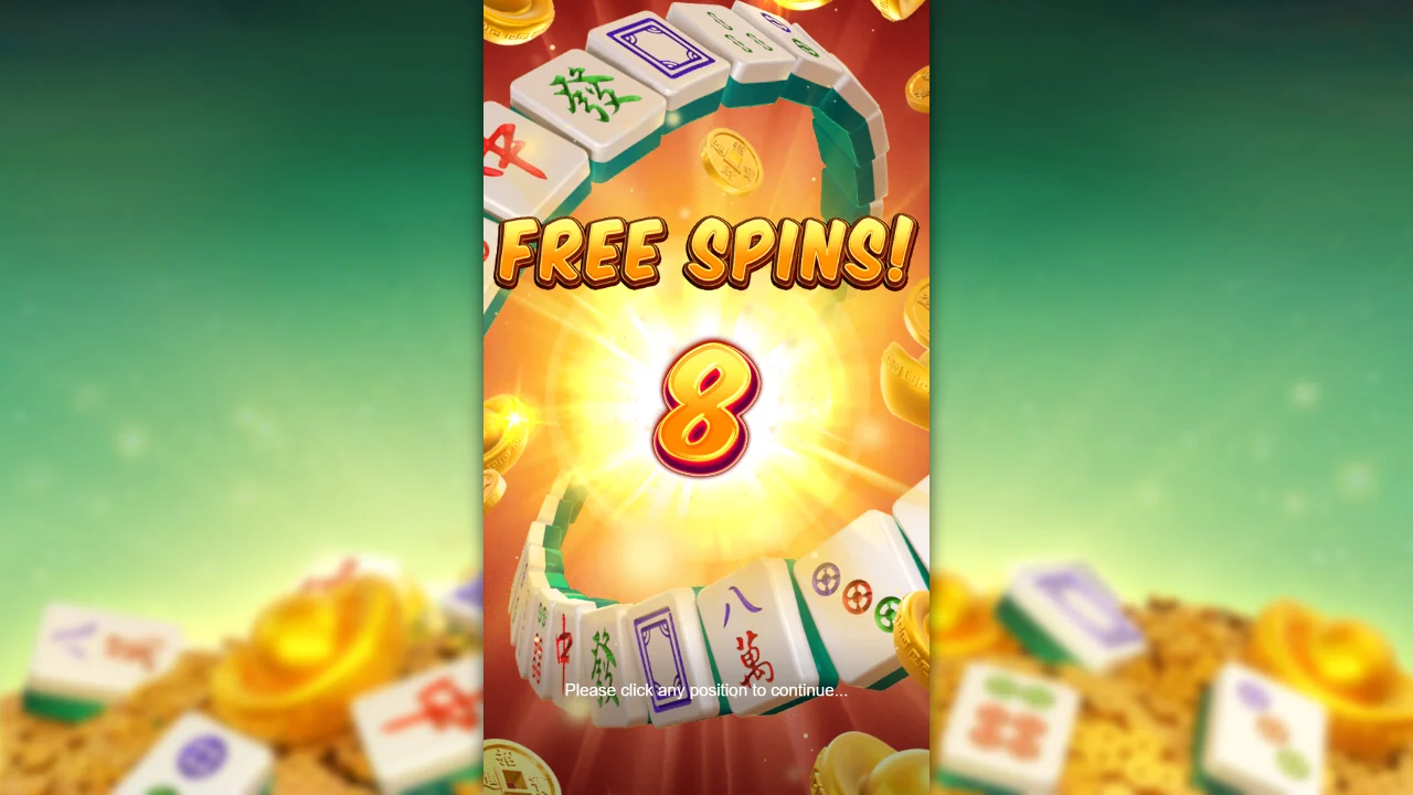 Introskjermen FREE SPINS! 8 i Mahjong Self-Drawn Win 4