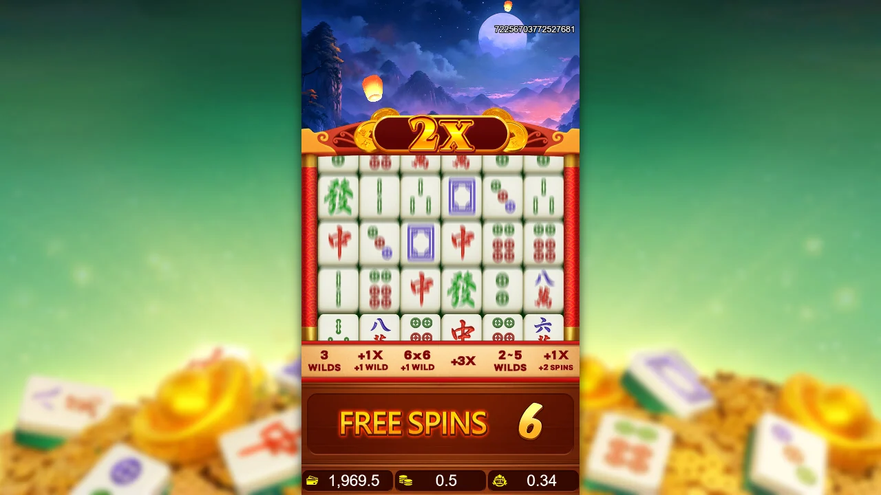 Frispinn 6 av 8 med multiplikator 2X i Mahjong Self-Drawn Win 4
