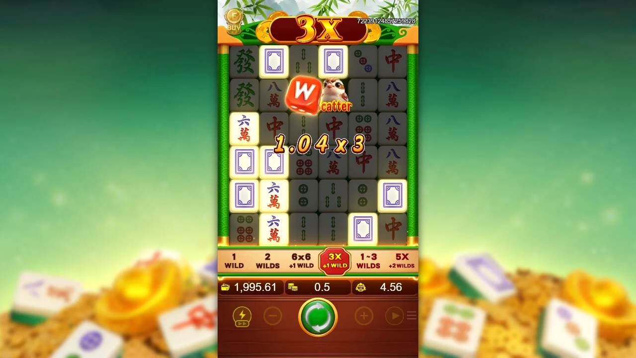 Kaskadegevinst med multiplikator 3X i Mahjong Self-Drawn Win 4