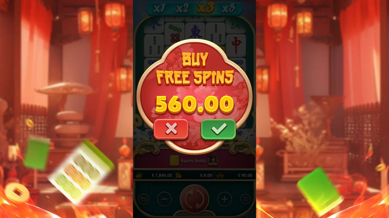 Kjøpsdialogen for frispinn i Mahjong Princess