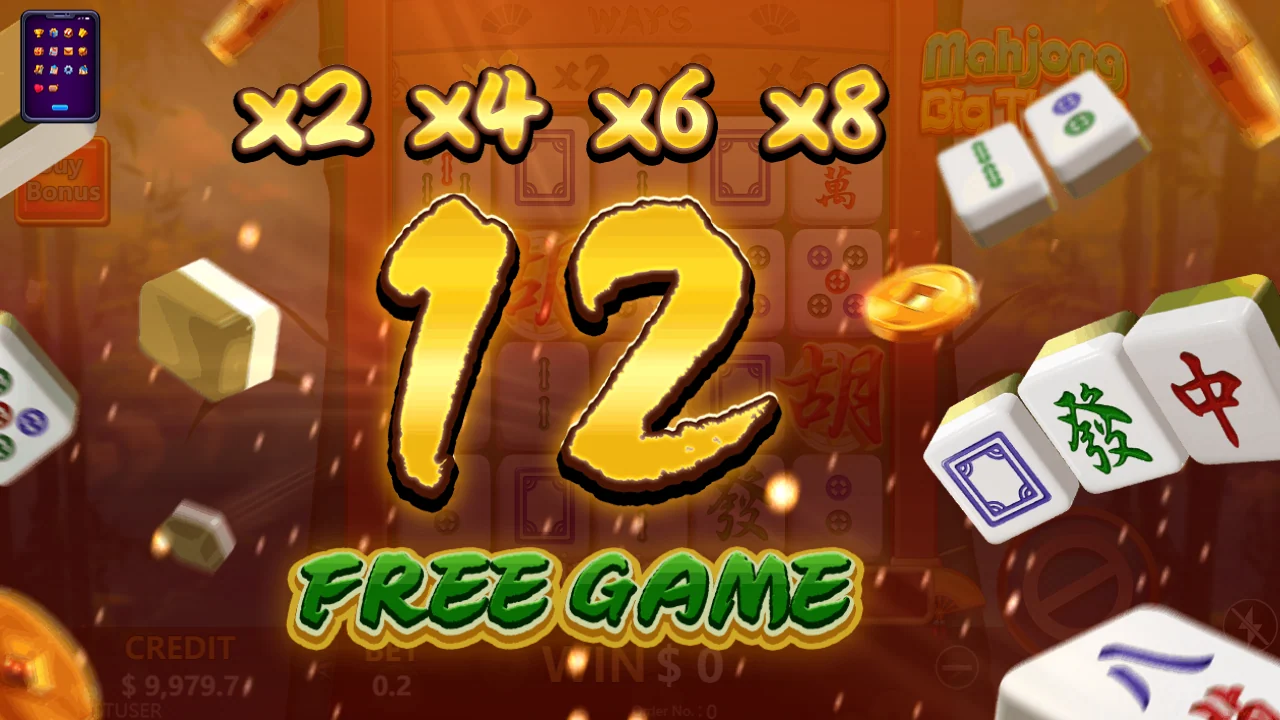 Tildelingen av 12 frispill etter kjøpet i Mahjong Big Three