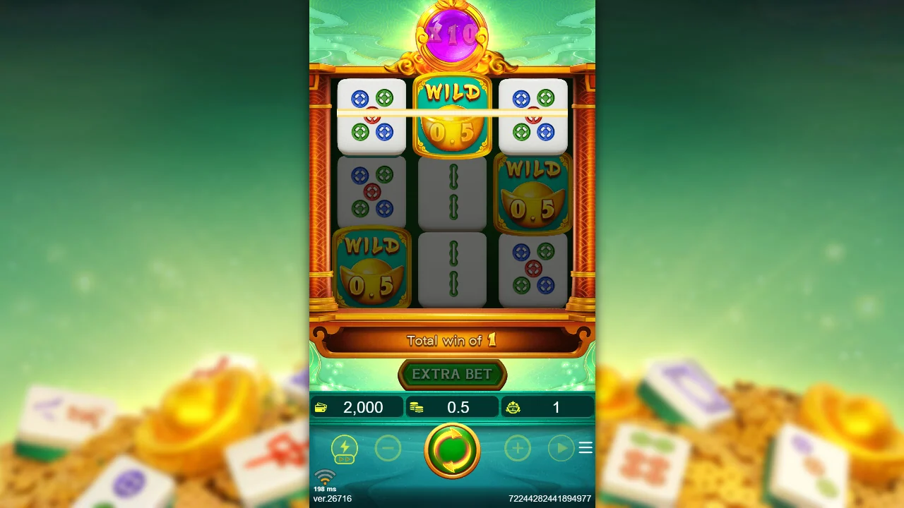 Tre wild-symboler med verdien 0,5 i Mahjong Saga