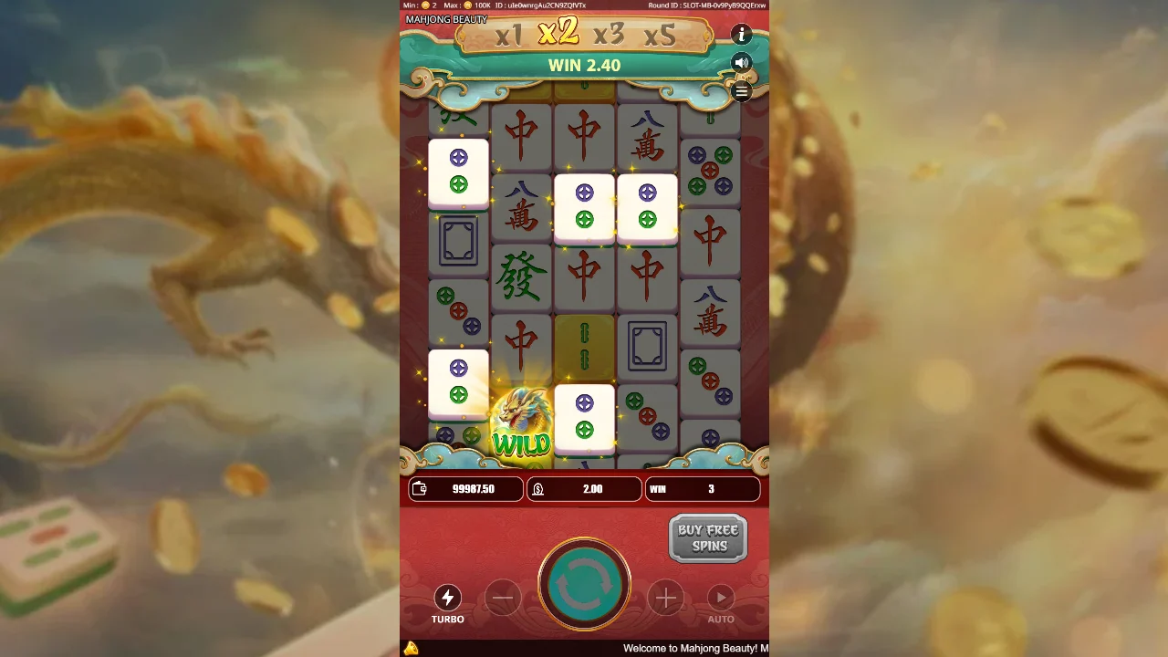 Gevinst på 2,40 med wild-drage i Mahjong Beauty