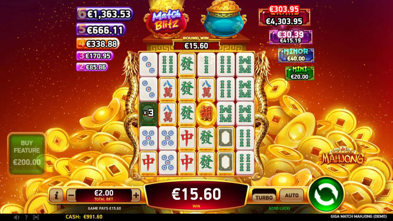 Vinnende klynge i Giga Match Mahjong