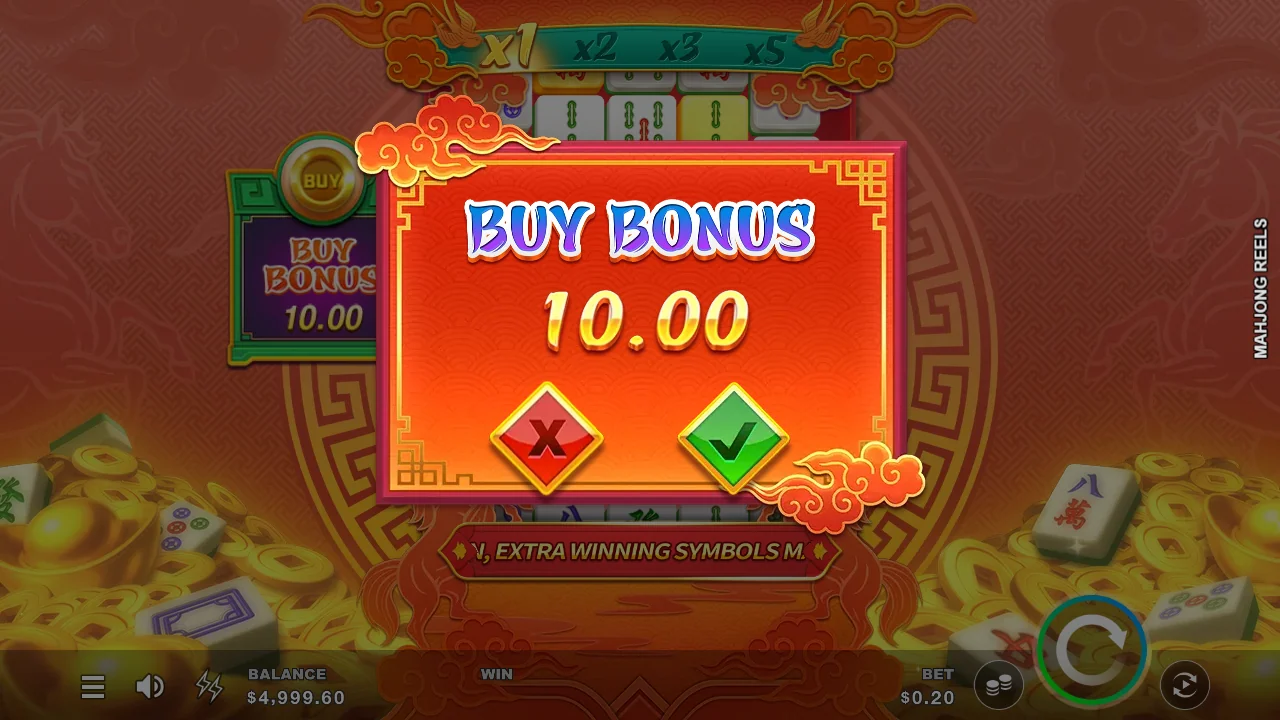Kjøpsdialogen Buy Bonus i Mahjong Reels
