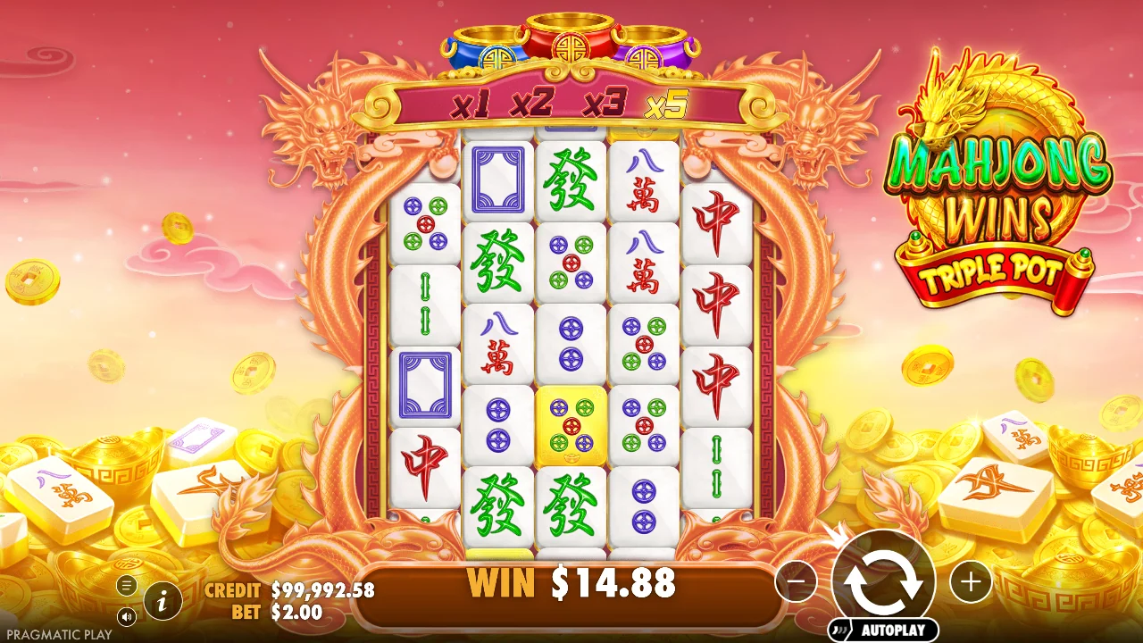 Gevinst på 14,88 i Mahjong Wins Triple Pot
