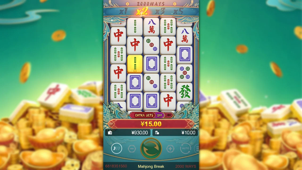 Gevinst på 15,00 i Mahjong Break med stigen på x2