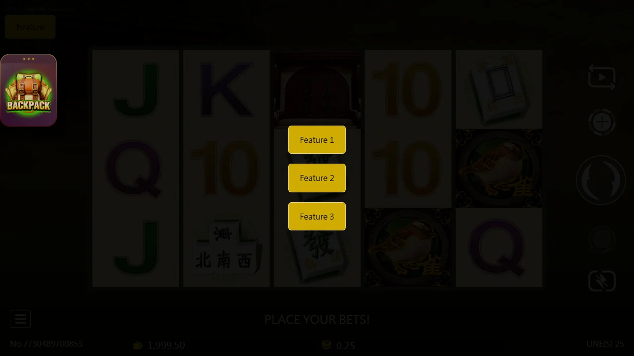 Feature-menyen i Mahjong med tre kjøpsalternativer