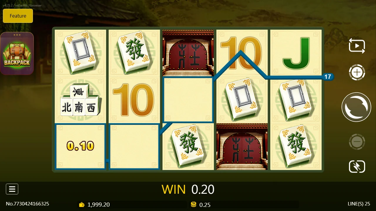 Gevinstlinje nummer 17 i Mahjong